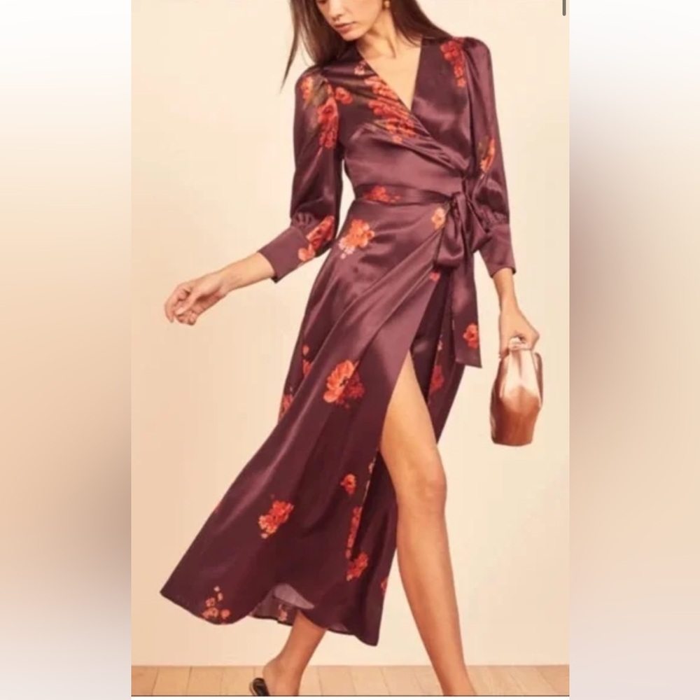 Reformation Merrick Silk Dress Azusa L (flaw)
